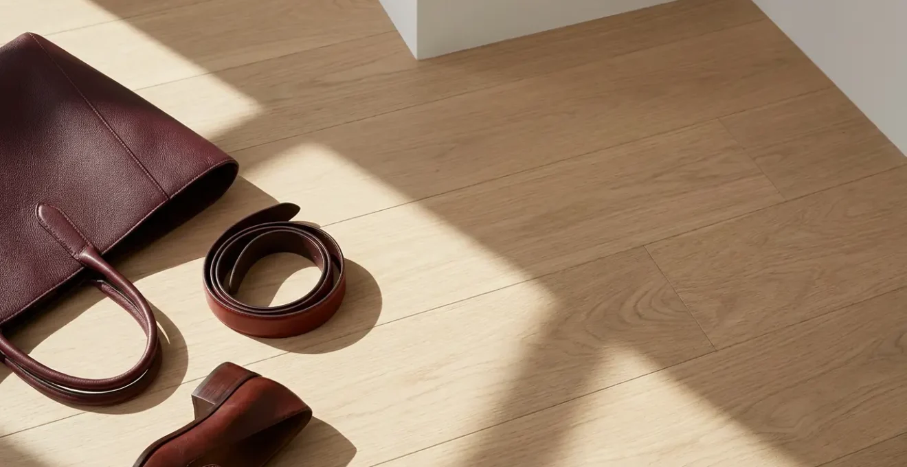 Composizione astratta di accessori moda in palette tonale armoniosa