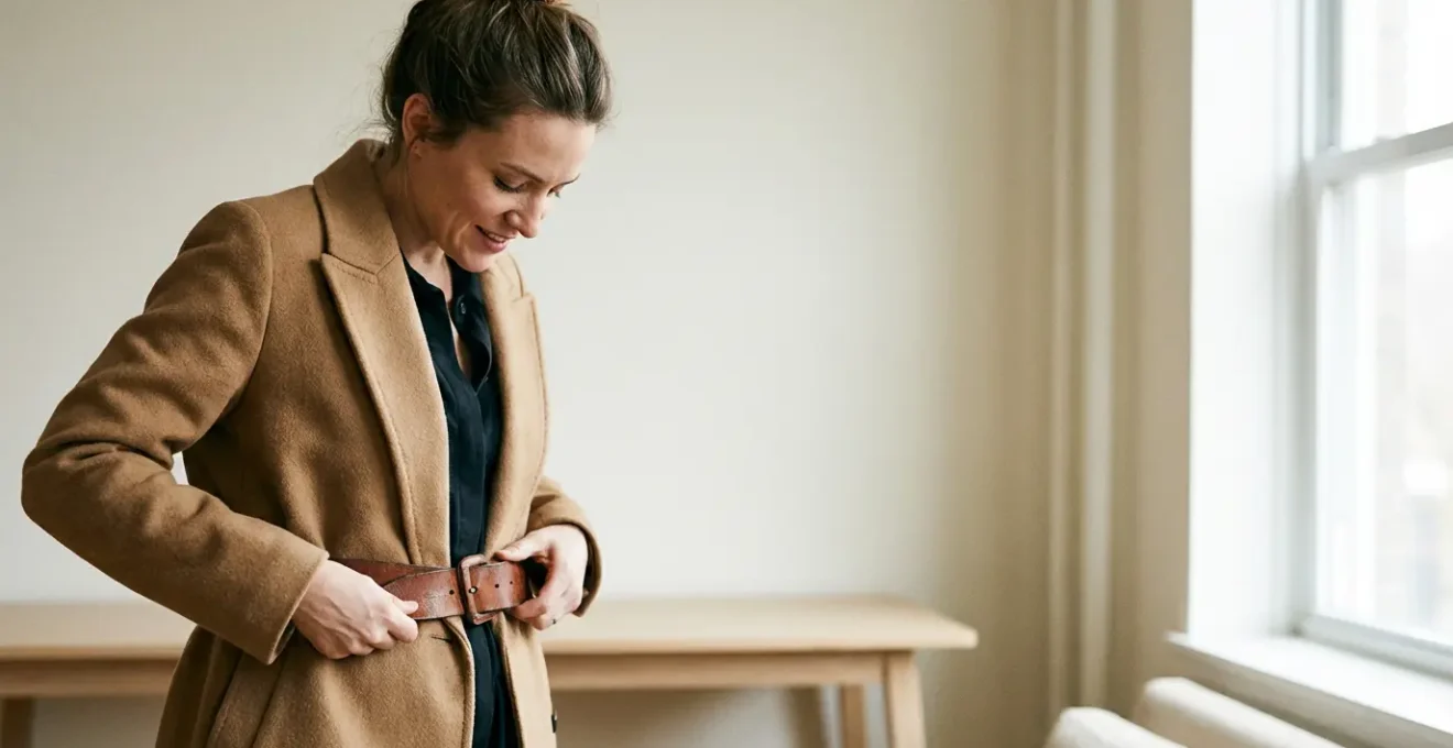 Diversi modi di indossare la cintura sul cappotto per modificare la silhouette
