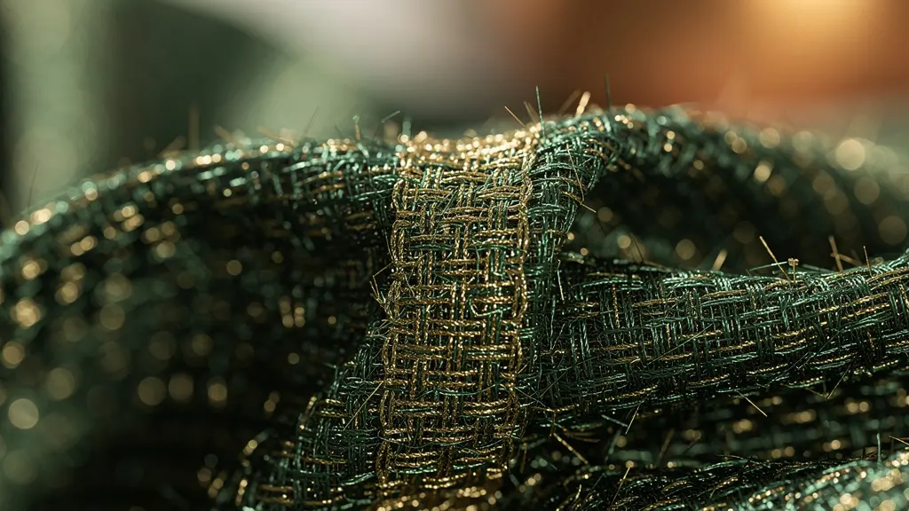 Dettaglio di tessuto lurex dorato per outfit natalizio elegante