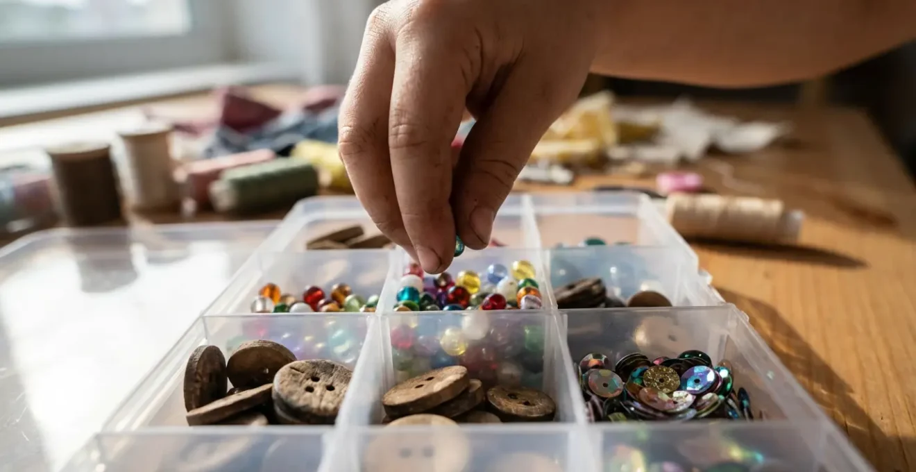 Bambino che crea con materiali riciclati da diversi kit creativi